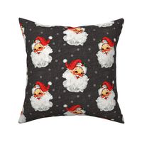 Jolly Retro Santa on Grey Linen - medium scale