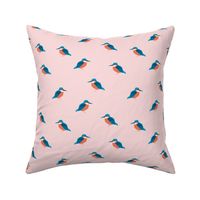 Minimalist garden kingfisher birds cute neutral nursery trend design blush pink orange blue