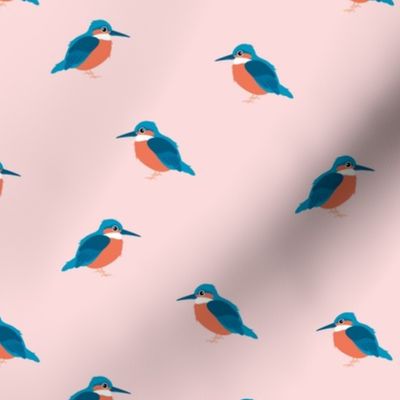 Minimalist garden kingfisher birds cute neutral nursery trend design blush pink orange blue