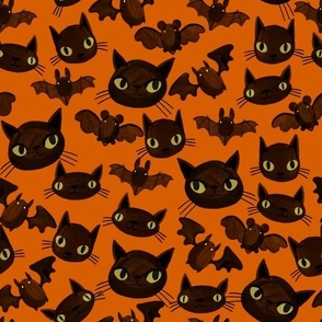 Halloween - Bats and Cats - Pumpkin Orange