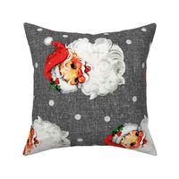 Jolly Retro Santa on Silver Linen rotated - large scale