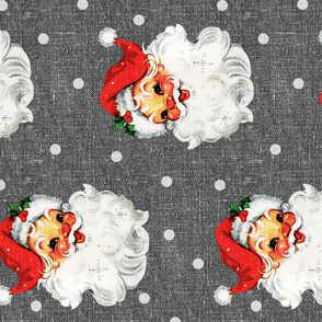 Jolly Retro Santa on Silver Linen rotated - large scale