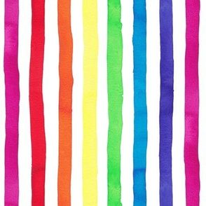 Watercolour Rainbow stripes on white