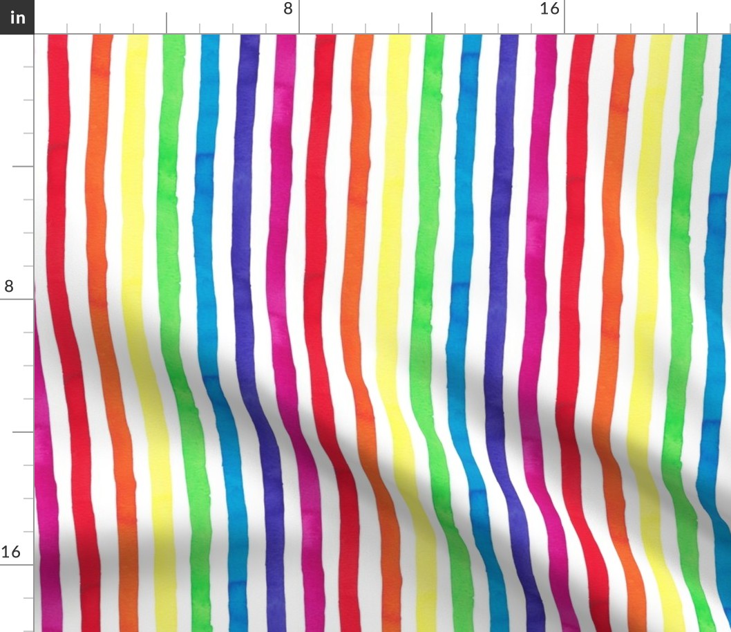 Watercolour Rainbow stripes on white