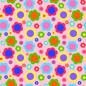 Retro Flower Power Rainbow! - ballet pink, medium