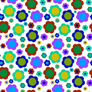 Retro Flower Power Rainbow! #2 - white, medium