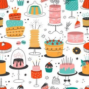 Seamless pattern with cakes