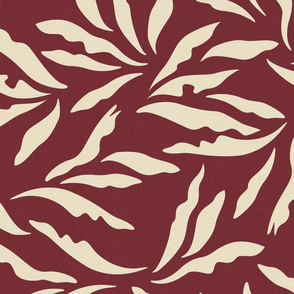 Abstract Leaves in Cream and Marsala / Large