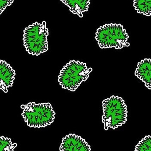  Cute punk hedgehog on black background pattern