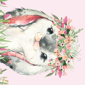 54x36" floral baby bunny