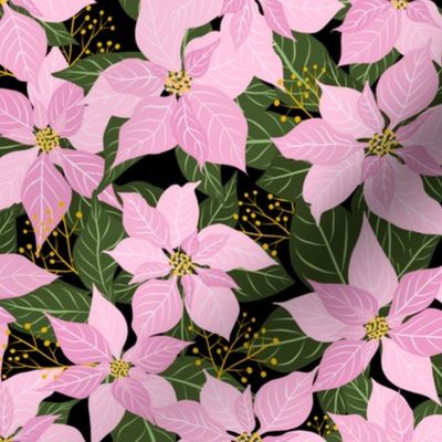 Pink Poinsettia Winter Floral Medium Scale