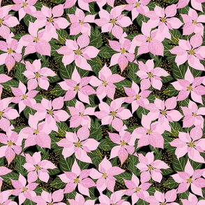 Pink Poinsettia Winter Floral Medium Scale