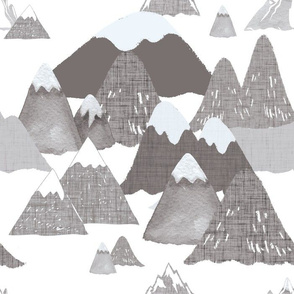 gray mountains on white