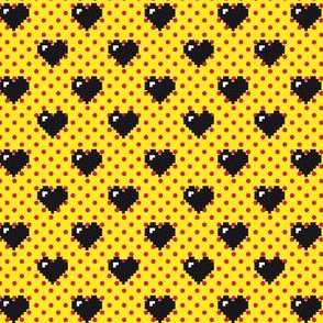 Black hearts on yellow Extra small scale