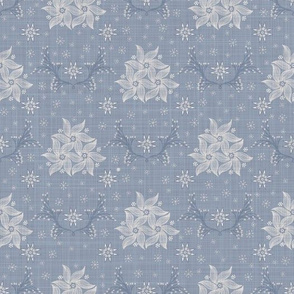 Seamless french farmhouse linen printed winter holiday background. 