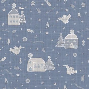  Seamless french farm house linen printed winter holiday background. 