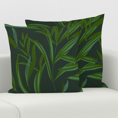 Hand painted dark green leaves