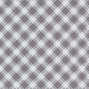 Gray plaid buffalo check with magenta accent  stripe, diagonal