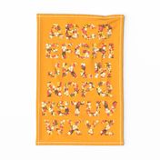 Rustic Wildflower Alphabet Tea Towel (Orange)