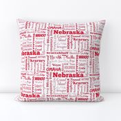 Nebraska cities, white with red