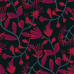 Papercut Floral Medium Fuchsia on Hunter