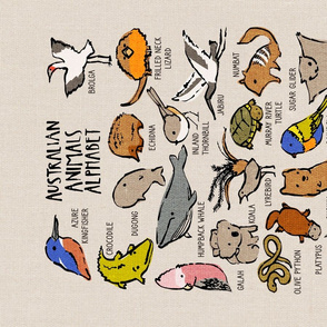 Australian Animals Tea Towel