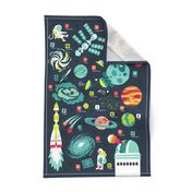 Space travel ABC teatowel