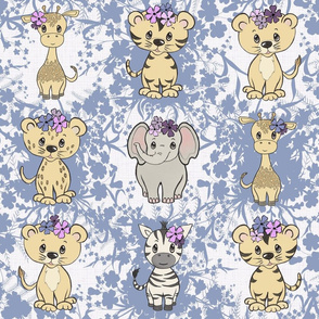 Safari Animals for the Little Princess in Blue