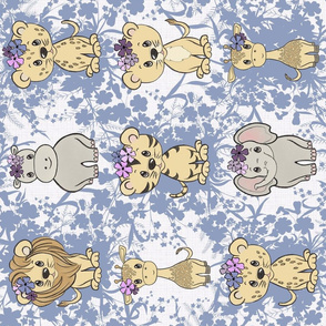 Safari Animals for the Little Princess in Blue, rotated