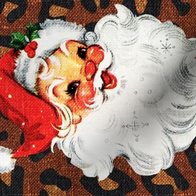Jolly Retro Santa on Dark Cheetah rotated - large scale