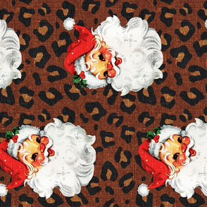 Jolly Retro Santa on Dark Cheetah rotated - large scale