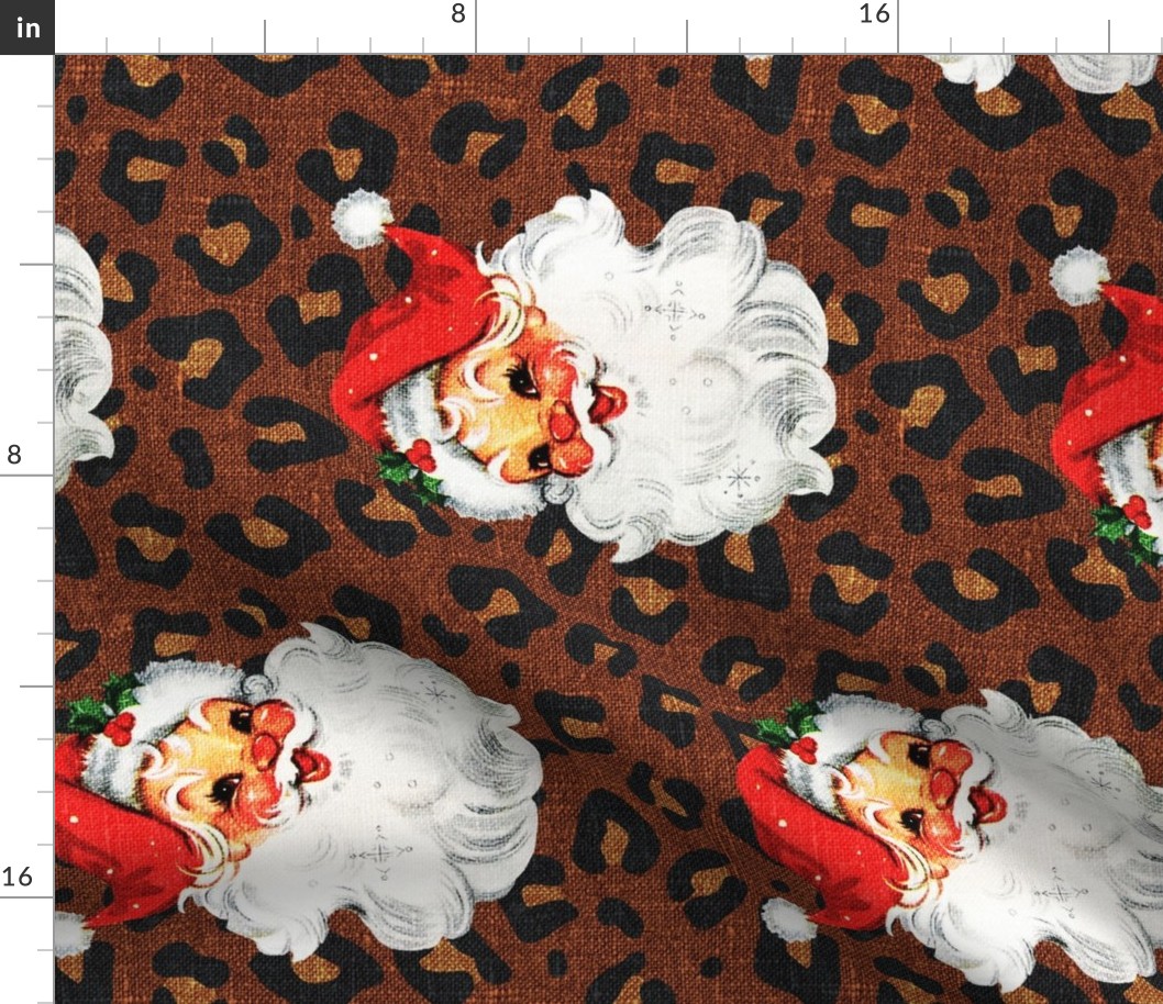 Jolly Retro Santa on Dark Cheetah rotated - large scale