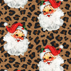 Jolly Retro Santa on Light Cheetah - large scale