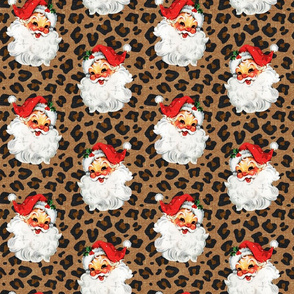 Jolly Retro Santa on Light Cheetah - medium scale