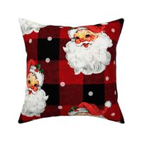 Jolly Retro Santa on Red Plaid - large scale