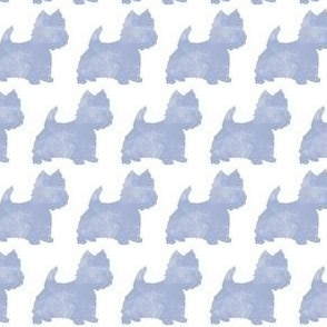 Westie fabric or Cairn terrier silhouette light blue watrcolor - Westie fabric