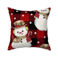 Vintage Snowman on Red Plaid large scale