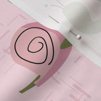 MidCentury Modern Snails-- Midcentury Atomic Snail in Pink-- Pink Aqua Snails