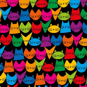 cats - jelly cats on black - hand-drawn cats
