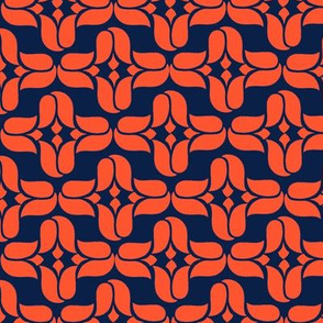Orange Tulips Geometric Seamless Pattern