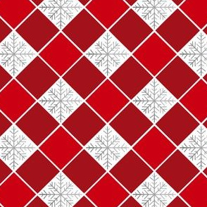 Red checkered snowflakes