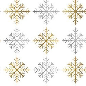 silver and gold checkered snowflakes