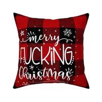 Merry Fucking Christmas on Red Plaid 18 inch Square sham