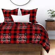 Merry Fucking Christmas on Red Plaid 18 inch Square sham