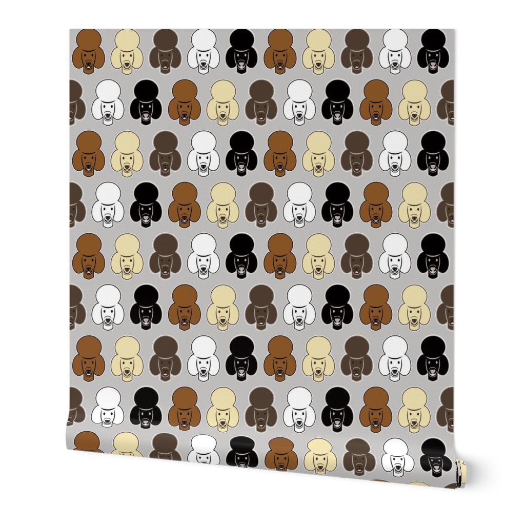 mixed poodle fabric - cute poodle faces