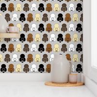 mixed poodle fabric - cute poodle faces