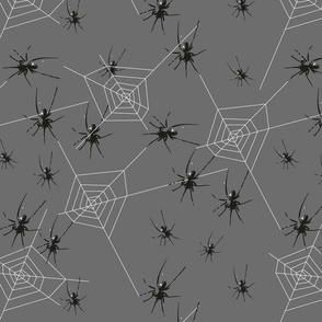 Spiders allover in dark grey and black