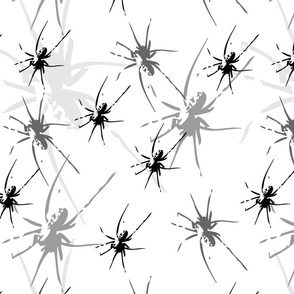 Spiders allover on white background