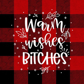 Warm Wishes Bitches on Red Plaid 18 inch sham