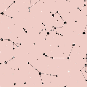 Black zodiac constellations / pink background